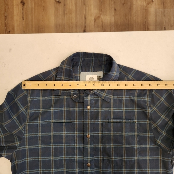 Flylow Long Sleeve Snap Button Blue Plaid Outdoor Hiking Fishing Mens Size M - Picture 7 of 10